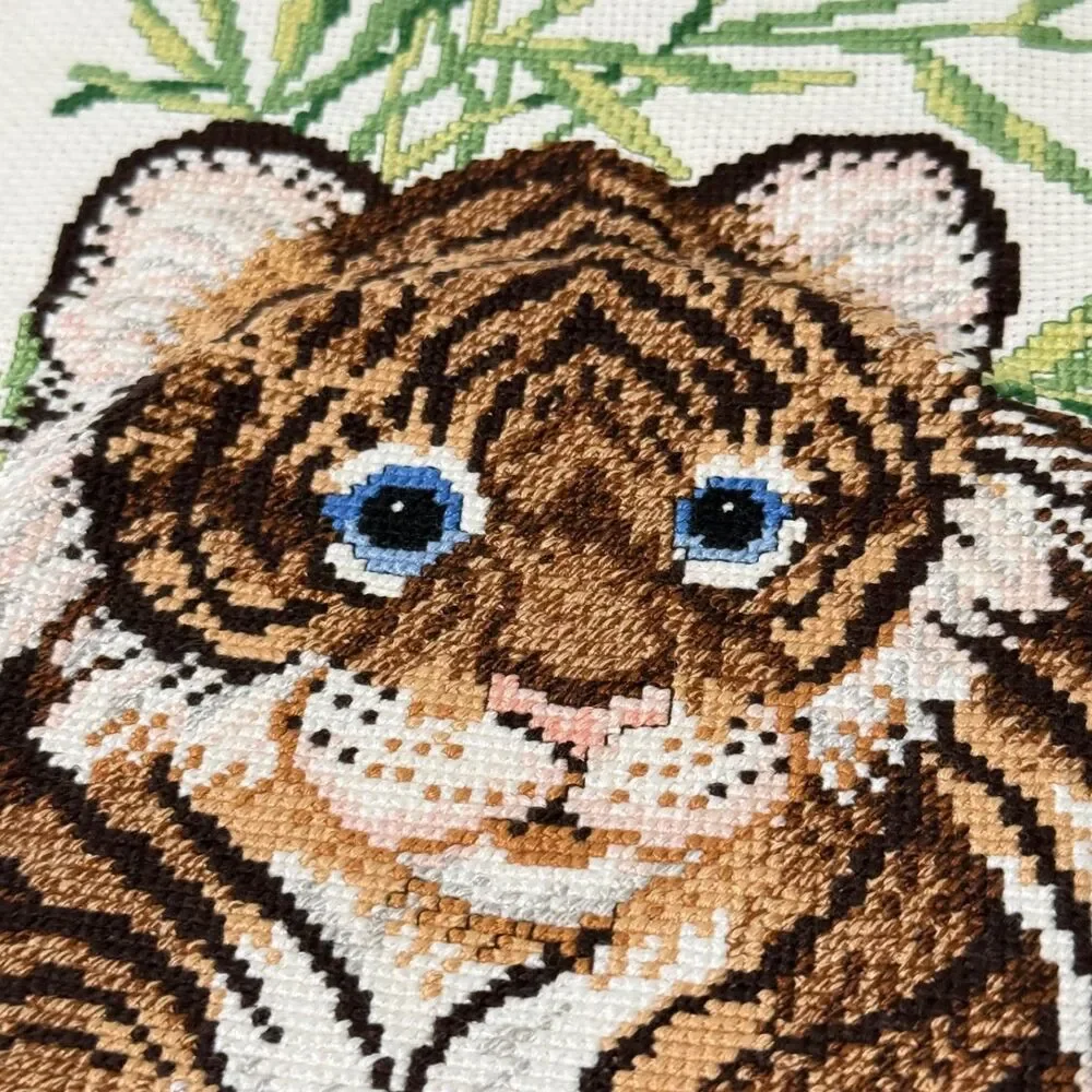 Completed Counted Cross Stitch Baby Sumatran Tiger 50693 Candamar Designs
